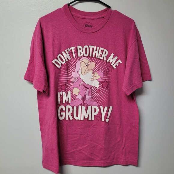 Disney Grumpy Dwarf Tee Shirt Pink Womens Large 12 14 Snow White Dont Bother Me - Picture 7 of 7